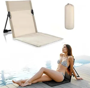1 Pack Foldable Poolside Chairs – Portable Flip Chairs for Edge of Pool, Beach, Camping, Picnic, Lawn – Compact & Lightweight Outdoor Seating Accessories (1, Light Beige)
