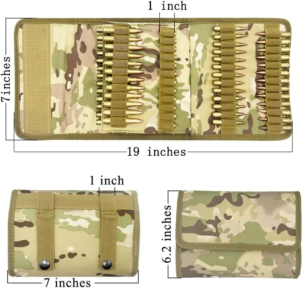 100 Rounds Rifle Pistol Bullet Cartridge Bandoleer Ammo Ammunition Shell Carrier Holder Case Magazine Pouch for .38 9mm .357