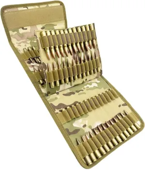 100 Rounds Rifle Pistol Bullet Cartridge Bandoleer Ammo Ammunition Shell Carrier Holder Case Magazine Pouch for .38 9mm .357