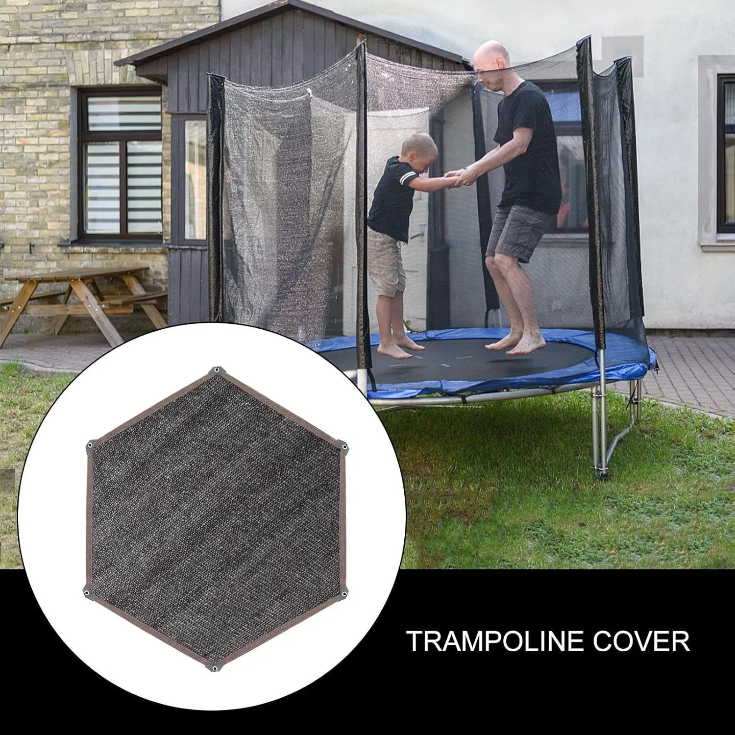 10FT Trampoline Canopy Trampoline Shade Cover Trampolines Tent Cover UV Leaves Resistant Easy To Install For Backyard Playground