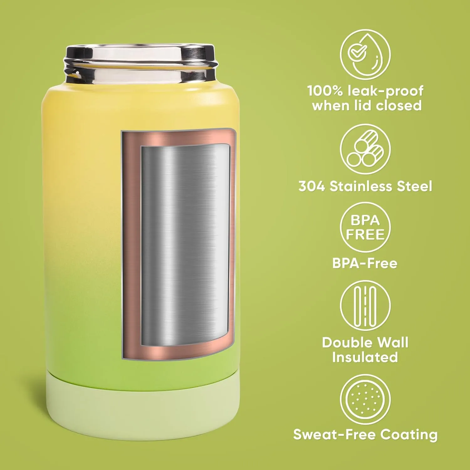 12 oz Water Bottle, 2 pack Kids Water Bottles for School, Toddler Cup with Straw & Handle, 304 Stainless Steel Insulated Water Bottle, BPA Free, Gradient Blue Gradient Yellow