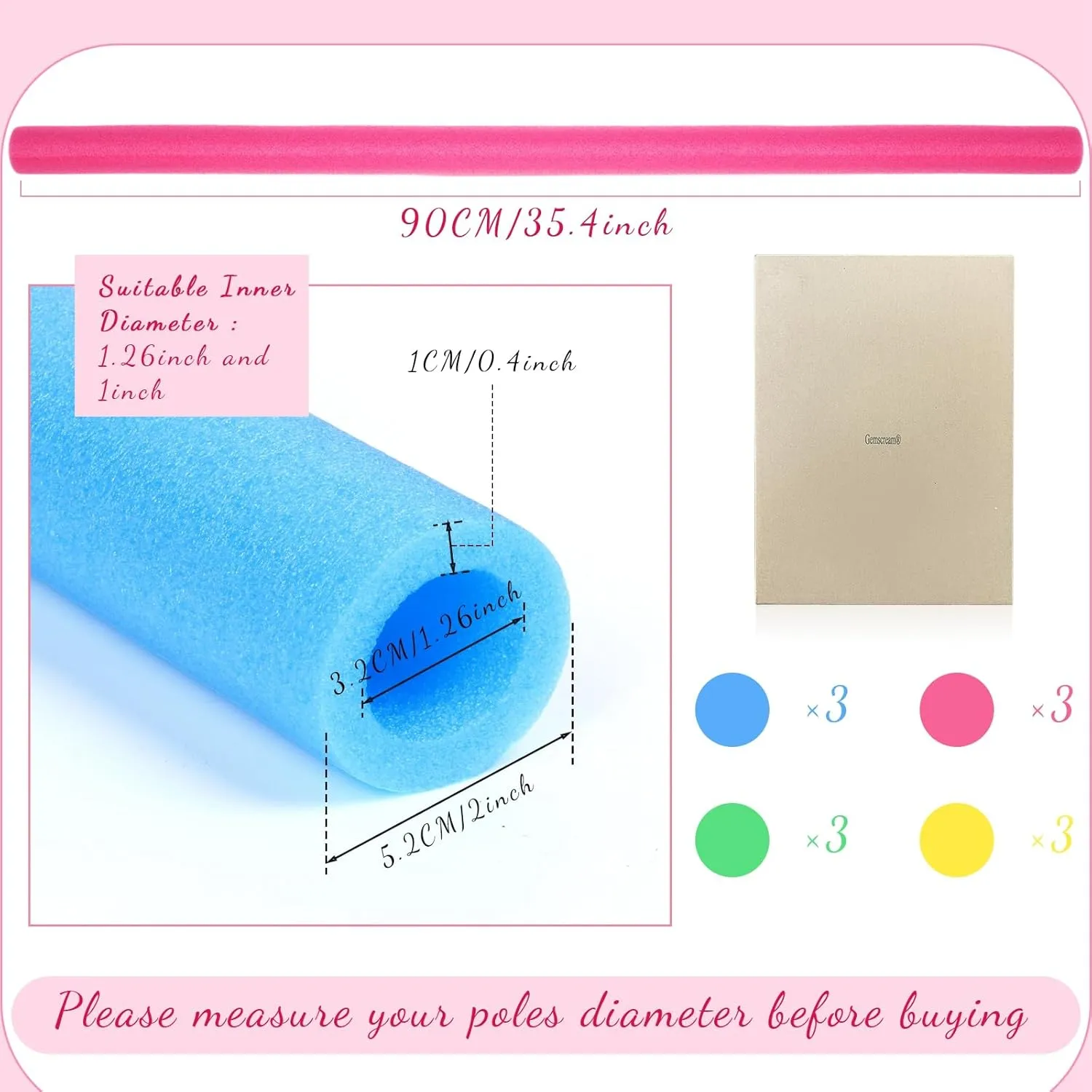 12 Pcs Trampoline Pole Foam Sleeve 35.4" Length 2025 Upgrade Materials Waterproof Trampoline Poles Cover Replacement for Outdoor Accessories