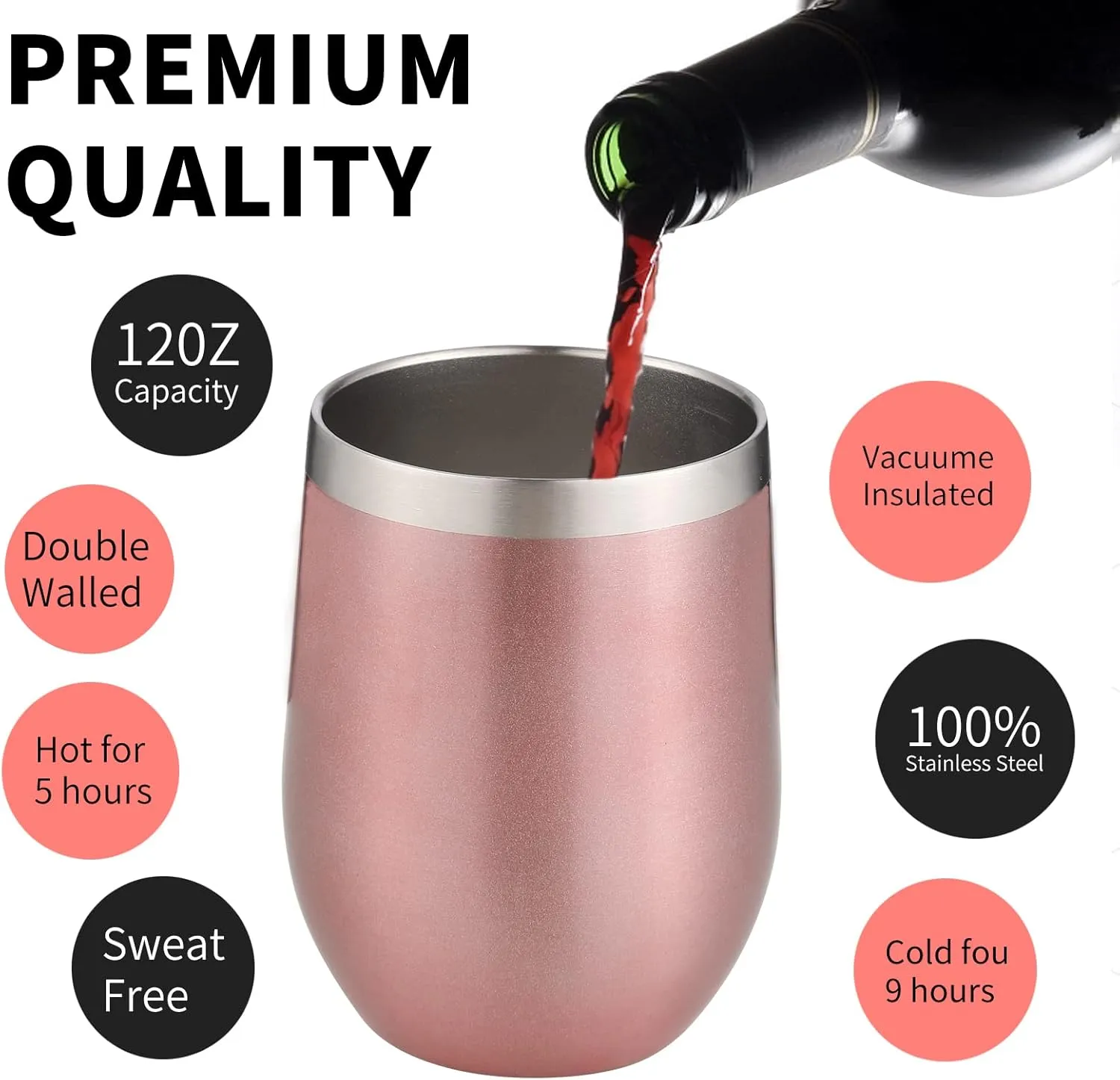 12oz/4 Pack Wine Tumbler Glasses with Lid Stemless Double Wall Vacuum Stainless Steel Travel Tumbler Keeping Cold & Hot for Wine,Coffee,Cocktails,Drinks-Family and Gifts (Multi color-3)