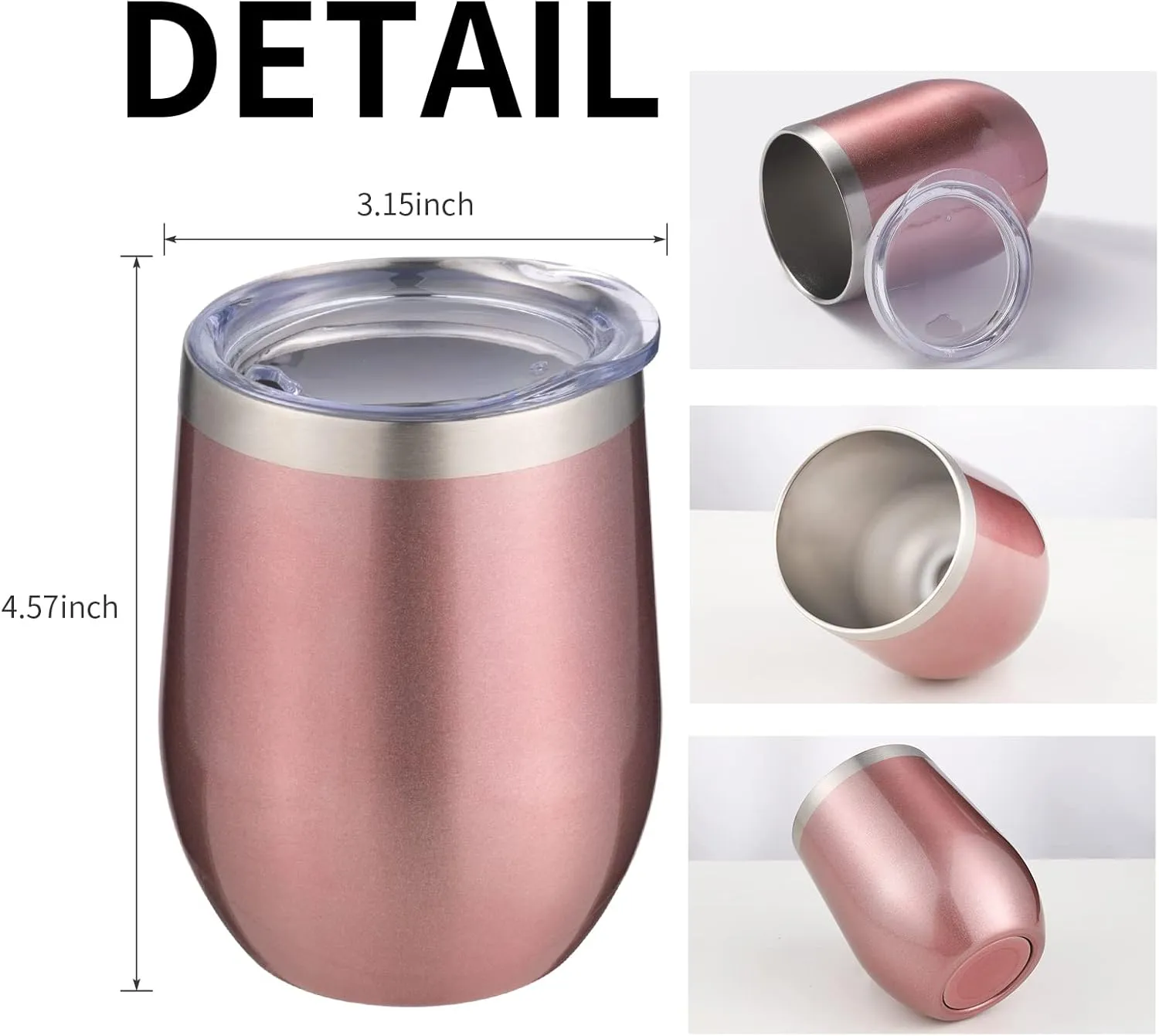 12oz/4 Pack Wine Tumbler Glasses with Lid Stemless Double Wall Vacuum Stainless Steel Travel Tumbler Keeping Cold & Hot for Wine,Coffee,Cocktails,Drinks-Family and Gifts (Multi color-3)