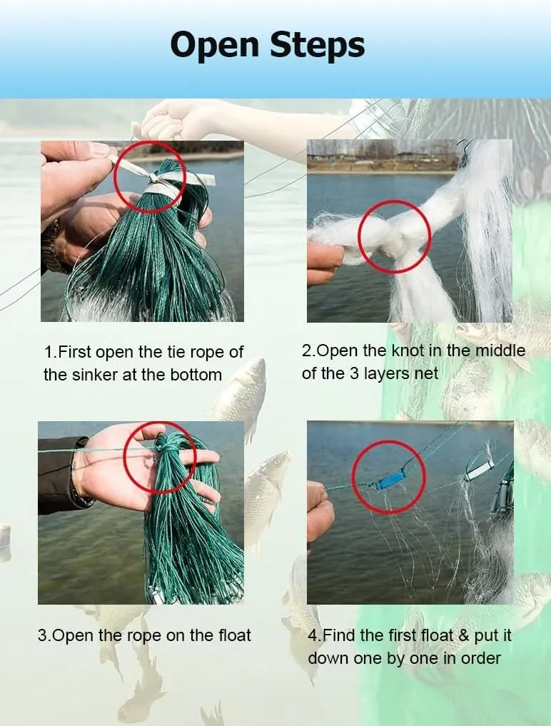 1.5-2 M Depth 50-100M Length 3/4/5/6/7/8 Fingers Mesh Size Fishing Sticky Net Sinking Nets, 3 Layers Fishing Gill Net Shoal