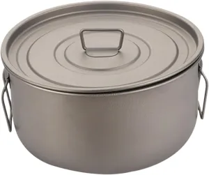 1.8L Titanium Cooking Pot for Outdoor Use with Lid and Compact Design