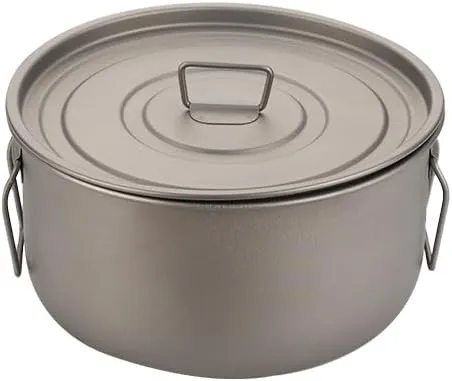 1PC Pure Titanium Outdoor Cooking Pot Ultra-light Portable Large-capacity Camping Household Cooking Pot
