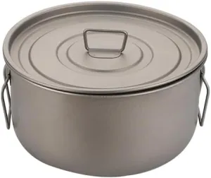1PC Pure Titanium Outdoor Cooking Pot Ultra-light Portable Large-capacity Camping Household Cooking Pot