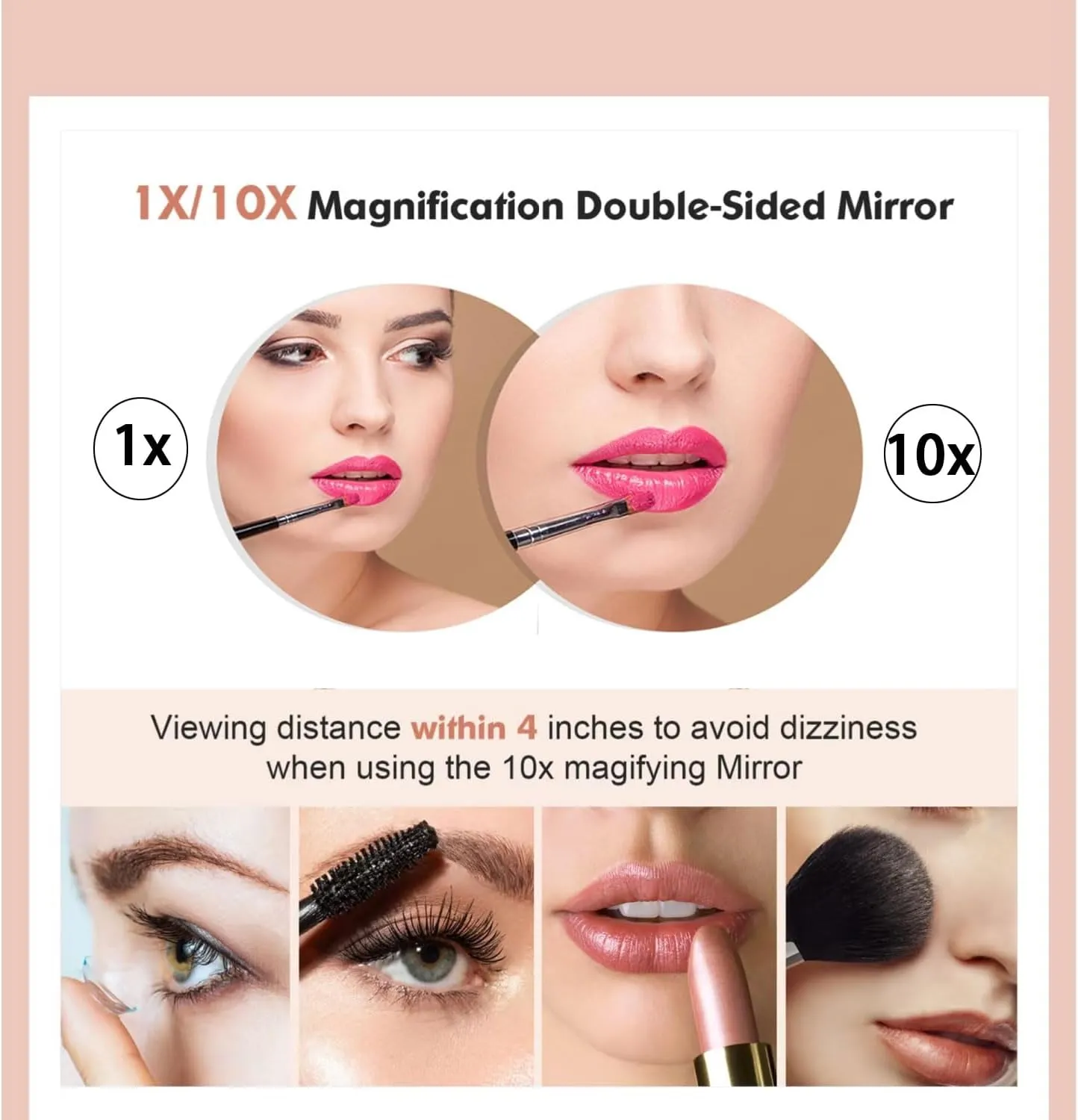 1X/10X Wall Mounted Vanity Mirror 8" Foldable Shaving Mirror,360°Swivel Double-Sided Makeup Mirror with Touch Button and Adjustable Led LighteRose Gold,Plug-in