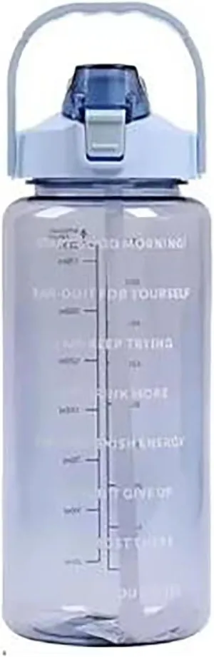 2 Liter Water Bottle with Straw - Portable Fitness Water Jug with Time Marker for Gym, Travel, Outdoor, and Summer Hydration
