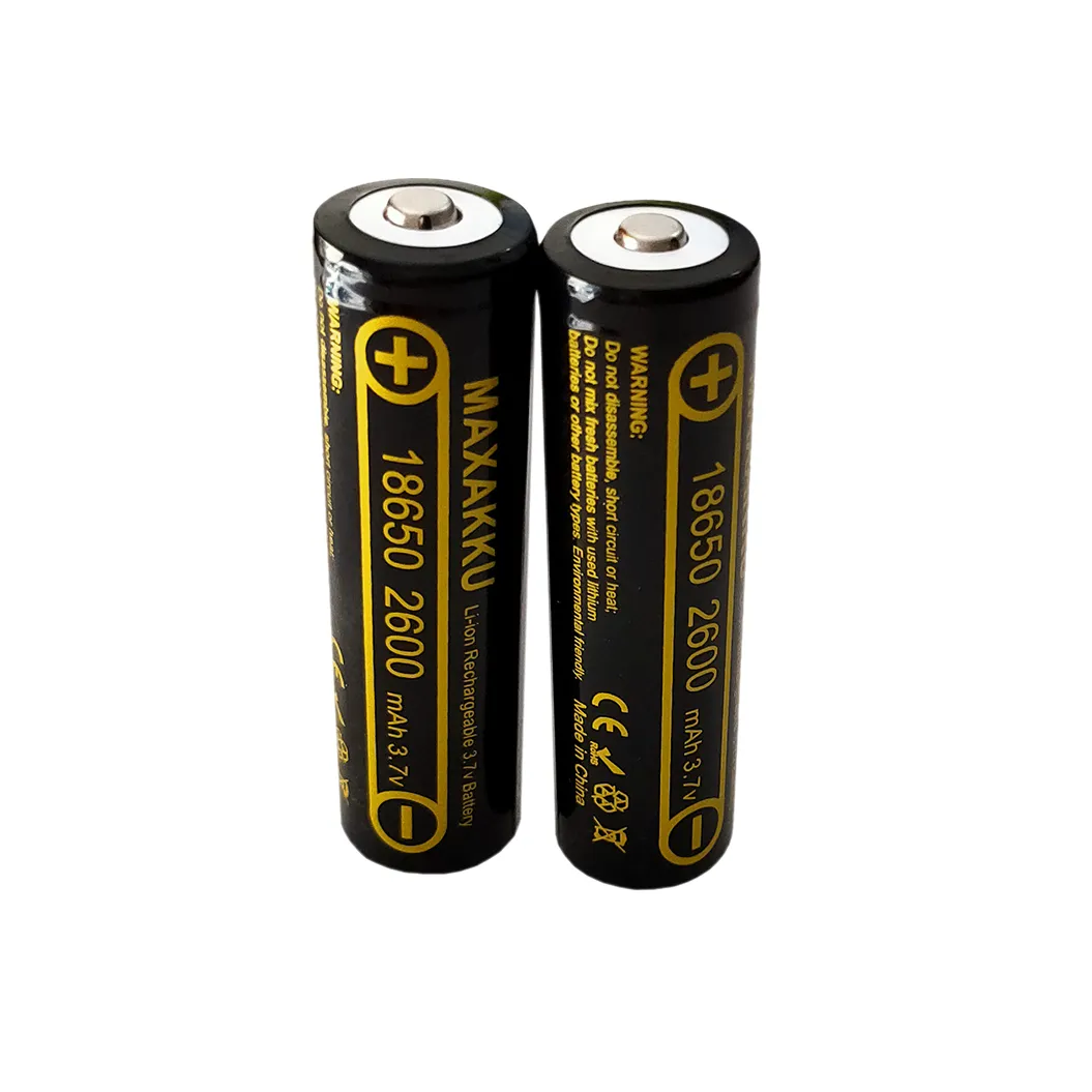 2 pcs 3.7V 2600mAh 18650 Battery For Flashlight Headlight Handheld Fan Mobile Power Bank