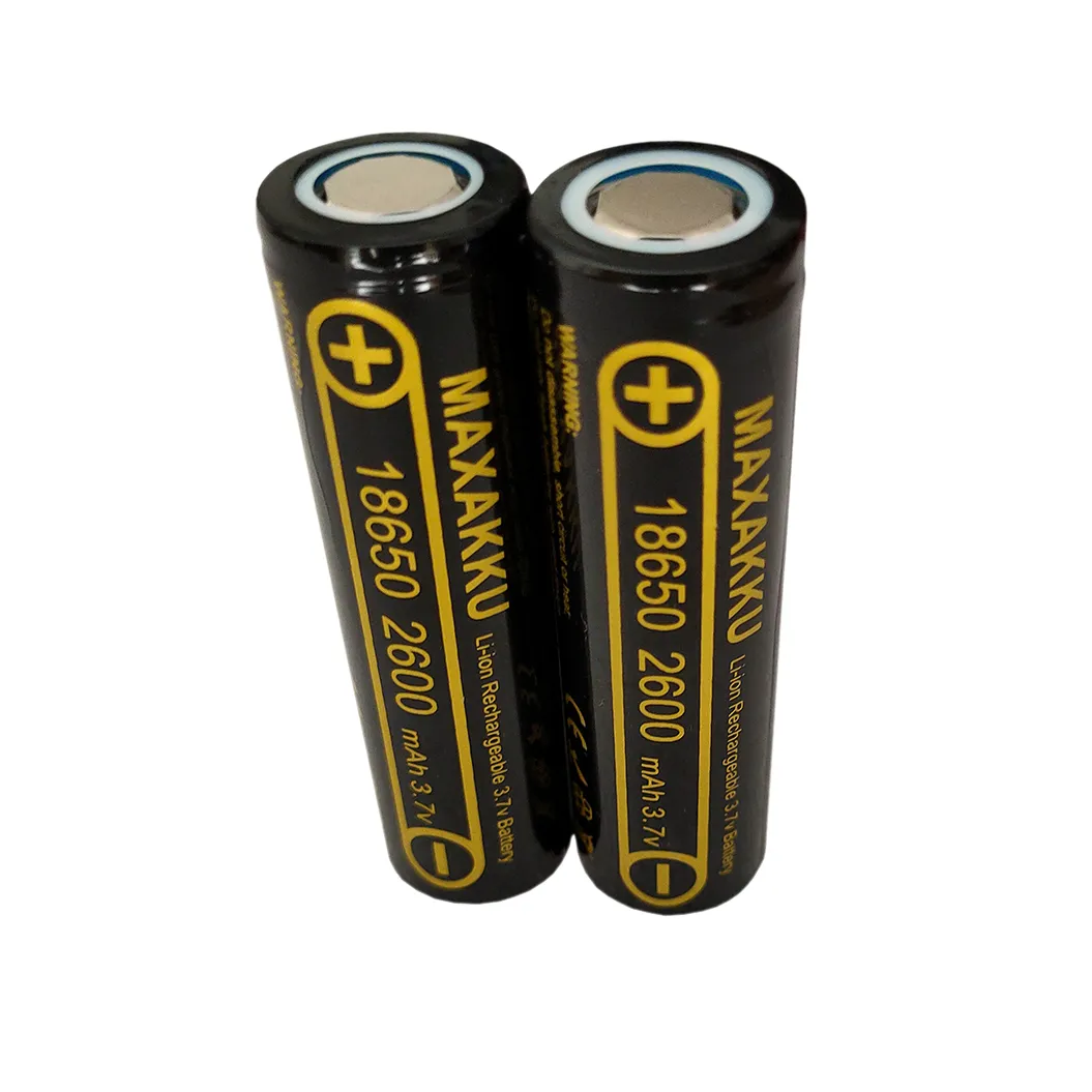 2 pcs 3.7V 2600mAh 18650 Battery For Flashlight Headlight Handheld Fan Mobile Power Bank