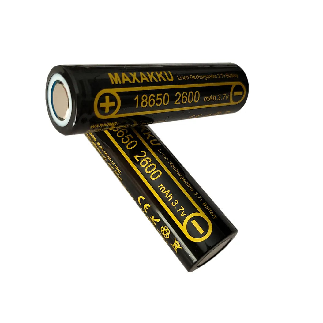 2 pcs 3.7V 2600mAh 18650 Battery For Flashlight Headlight Handheld Fan Mobile Power Bank