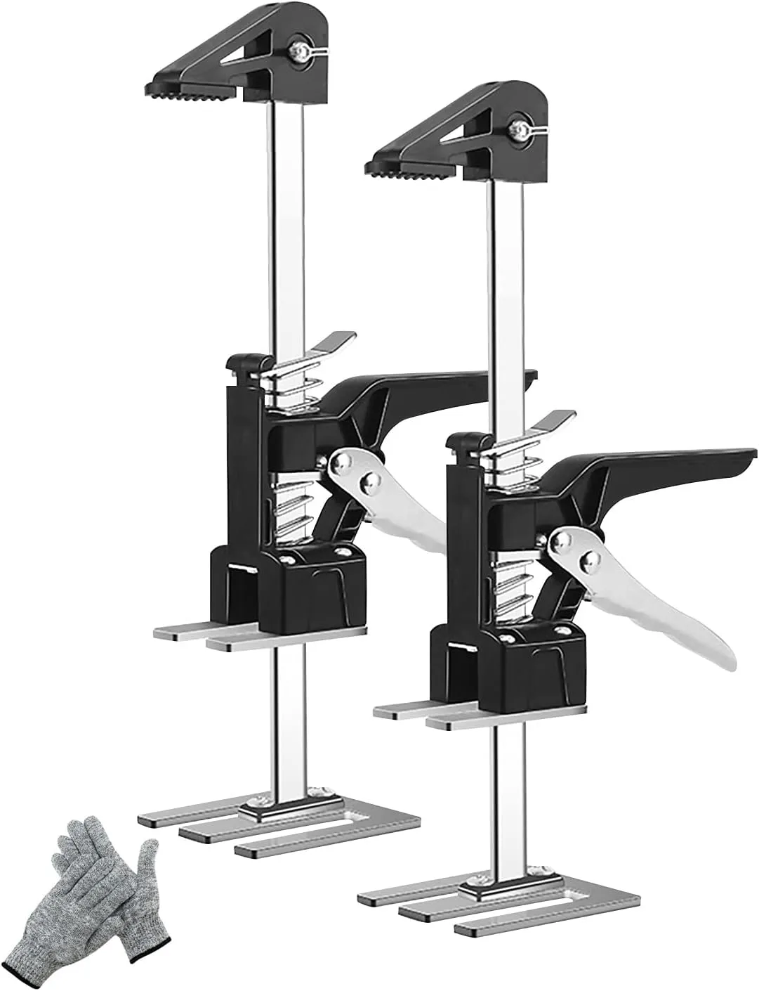 2 PCS Lift Labor Saving Arm Jack, 10.5 Inche Hand Jack Lift Tool for Doors Cabinets Floor Jacks Drywall, Multi-Function Height Adjustment Lifting Device with Gloves, Load-Bearing 618lbs ﻿