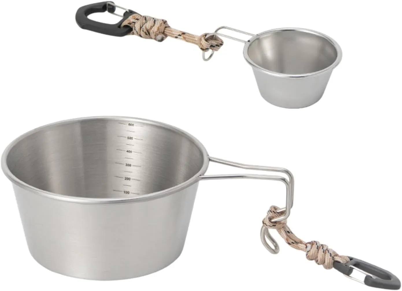 2 Pieces Camping Cups Tableware Tea Cup Compact with Lanyard Lightweight Camping Bowls Portable for Picnic Travel Outdoor