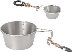 2 Pieces Camping Cups Tableware Tea Cup Compact with Lanyard Lightweight Camping Bowls Portable for Picnic Travel Outdoor