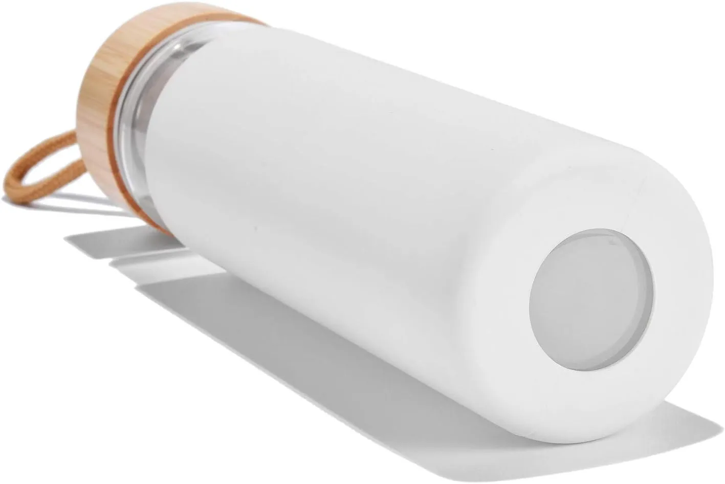 20 Oz Borosilicate Glass Water Bottle with Bamboo Lid and Silicone Sleeve – Reusable BPA Free Drinking Bottle with Lids - Cute Bottle for Women - Glass Shaker Bottle (White)