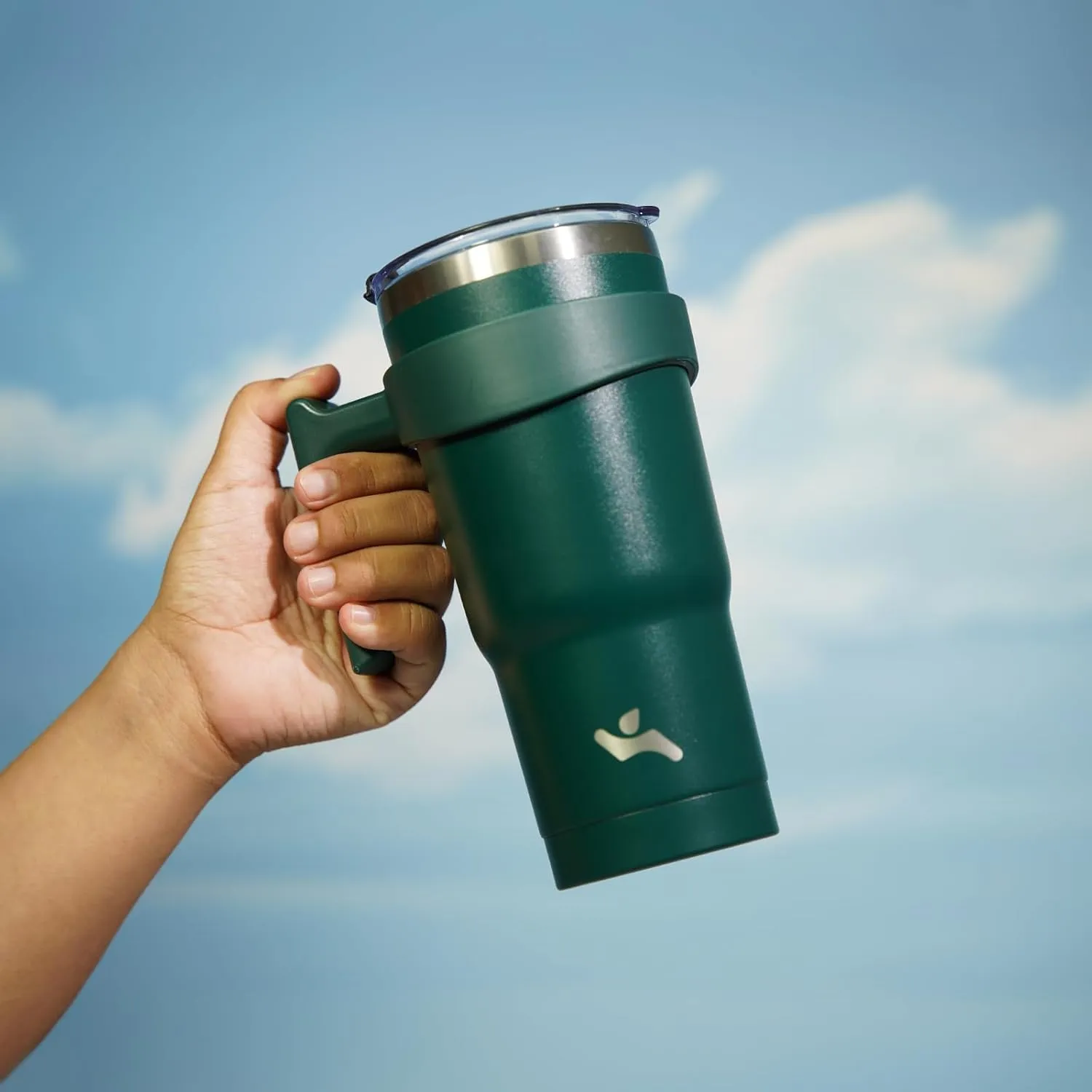 20 oz Tumbler with Handle and 2 Straw 2 Lid, Insulated Water Bottle Stainless Steel Vacuum Cup Reusable Travel Mug,Army Green