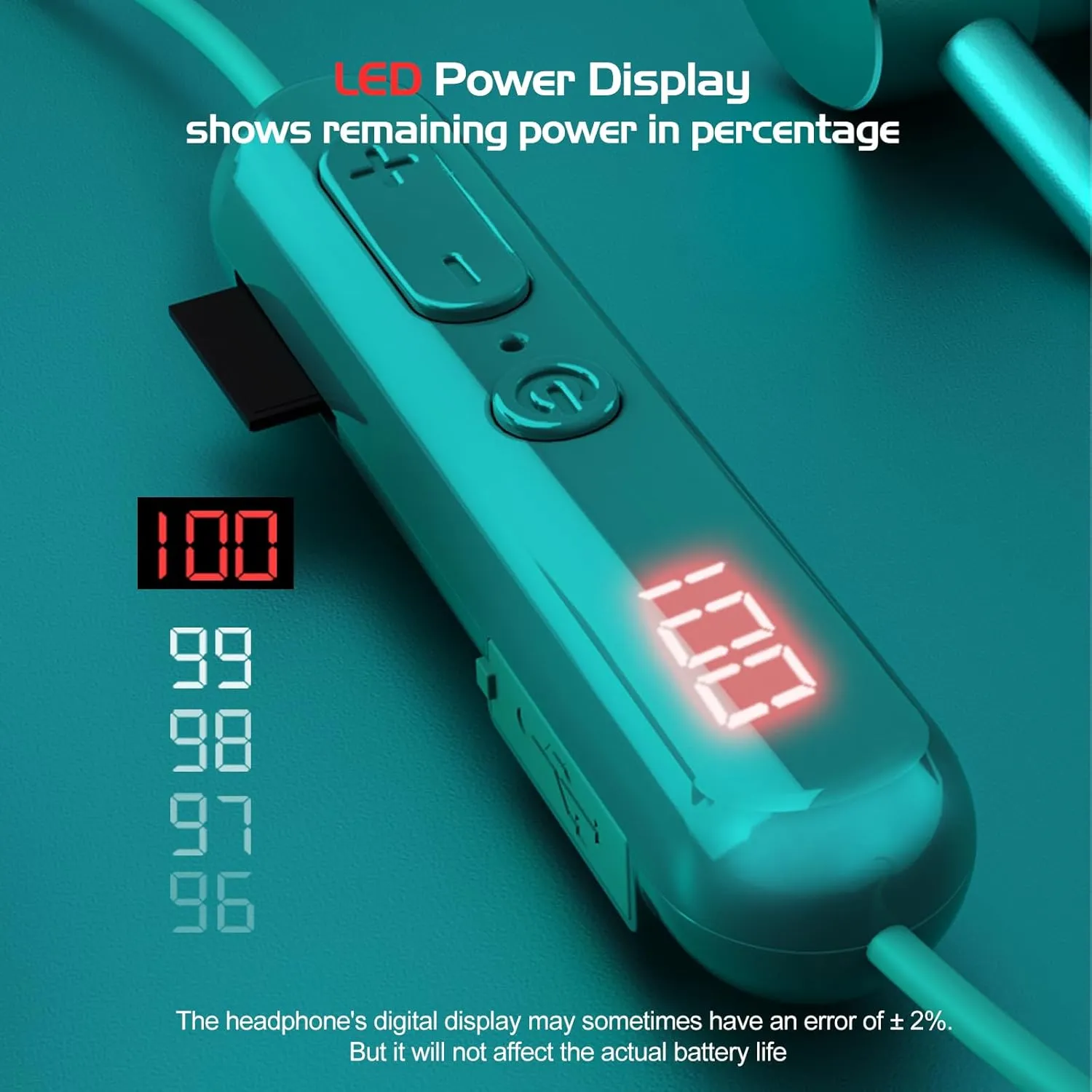 200H Playback Time Neckband Bluetooth Headphones, Bluetooth 5.3 in Ear Wireless Earphones with Digital Display, Monitoring Mode for Singing, 7 EQ Modes, Support TF Card, USB-C Fast Charging