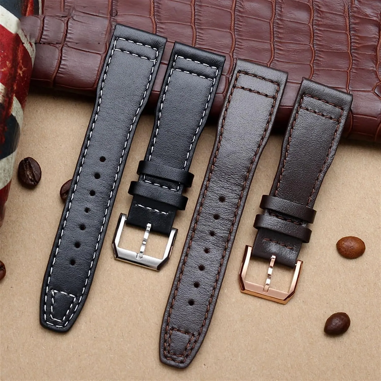 20mm 21mm Calf Genuine Leather Watchband for IWC Pilot Mark XVIII IW327004 IW377714 Watch Strap Brown Black Men Bracelet