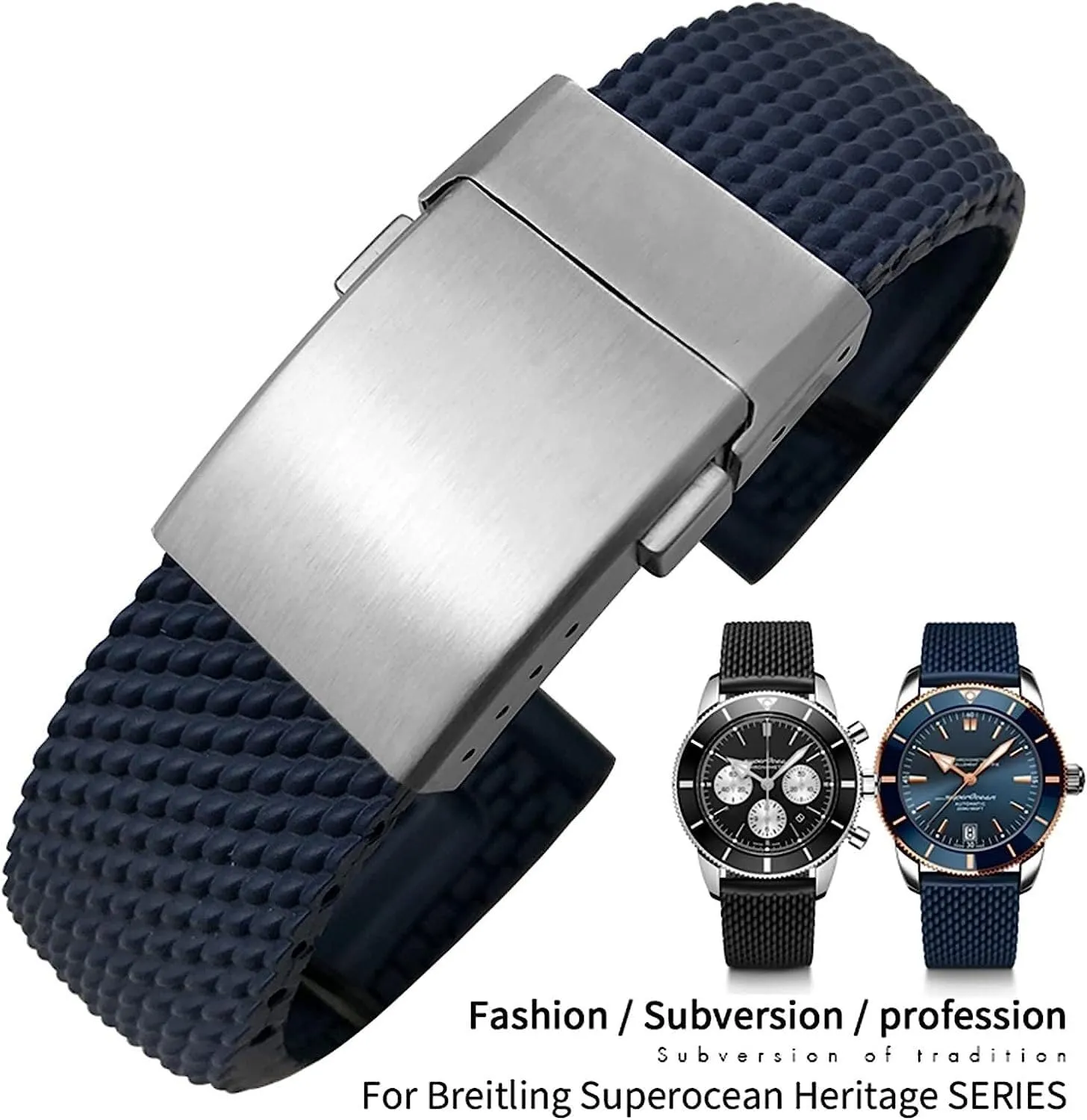 22mm 24mm Braided Rubber Watchband For Breitling Avenger Superocean Heritage Watch Strap Braceles Replacement Accessories