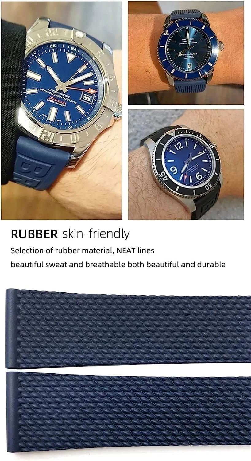 22mm 24mm Braided Rubber Watchband For Breitling Avenger Superocean Heritage Watch Strap Braceles Replacement Accessories