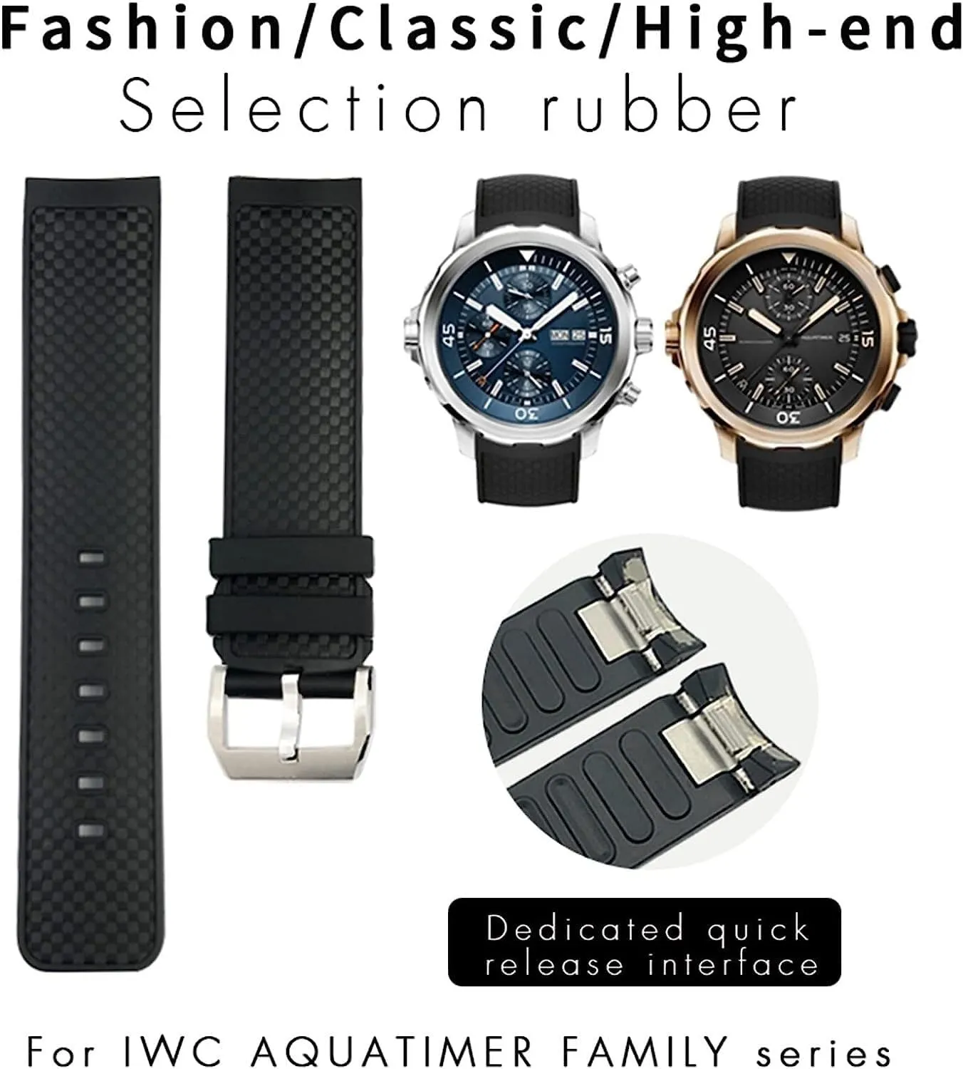 22mm Rubber Watch Strap For IWC AQUATIMER FAMILY IW376805 IW329001 Waterproof Watch Band Accessories