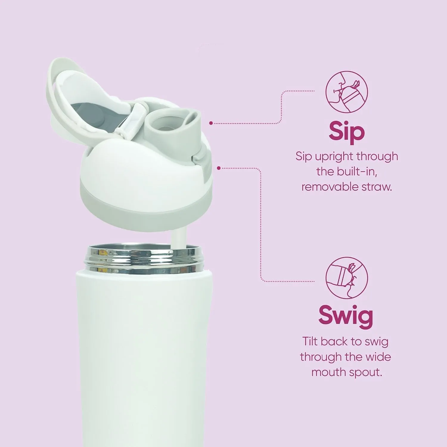 24oz Insulated Stainless Steel Water Bottle with Straw for Sports and Travel, BPA-Free Sports Water Bottle (Light Pink)