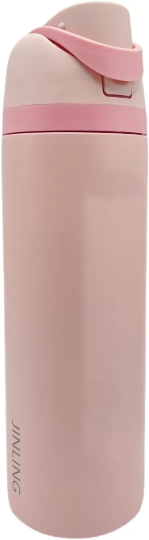 24oz Insulated Stainless Steel Water Bottle with Straw for Sports and Travel, BPA-Free Sports Water Bottle (Light Pink)