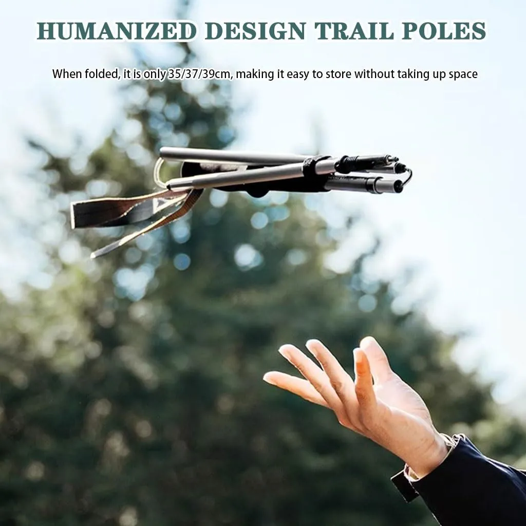 2pc Folding Ultralight Hiking Poles, Walking Sticks for Balance and Rehab, Travel Trekking Poles, 7075 Aluminum Alloy