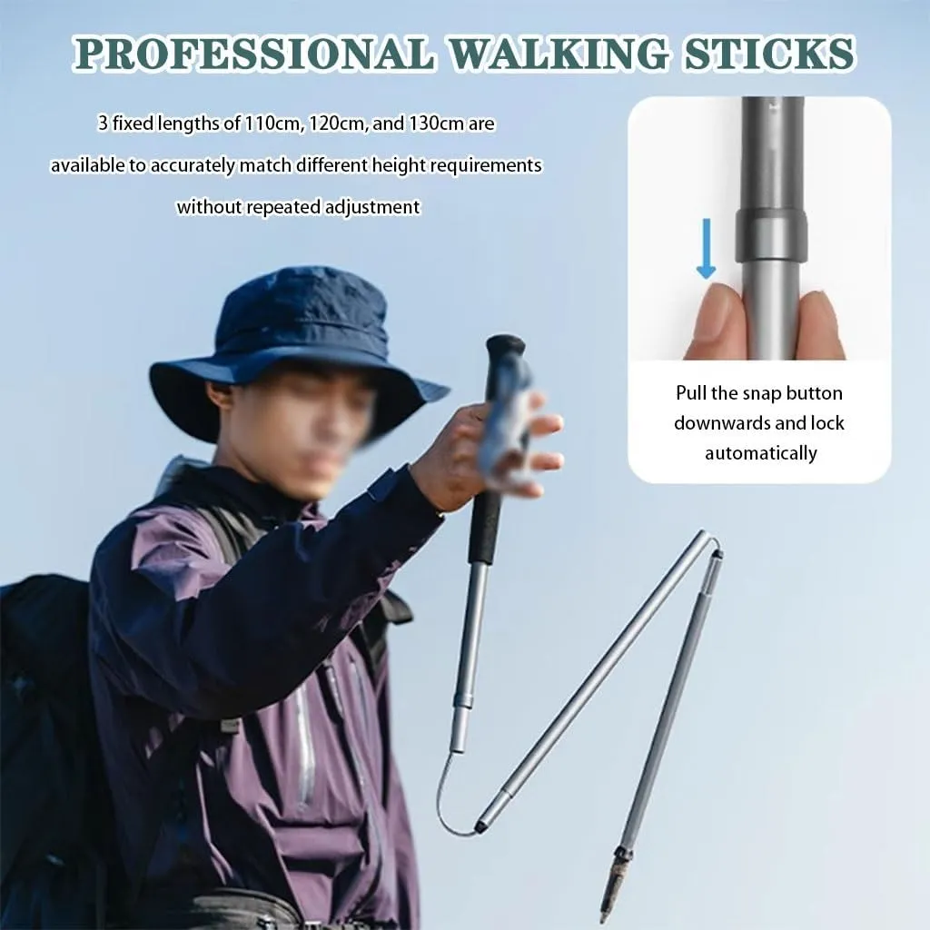 2pc Folding Ultralight Hiking Poles, Walking Sticks for Balance and Rehab, Travel Trekking Poles, 7075 Aluminum Alloy