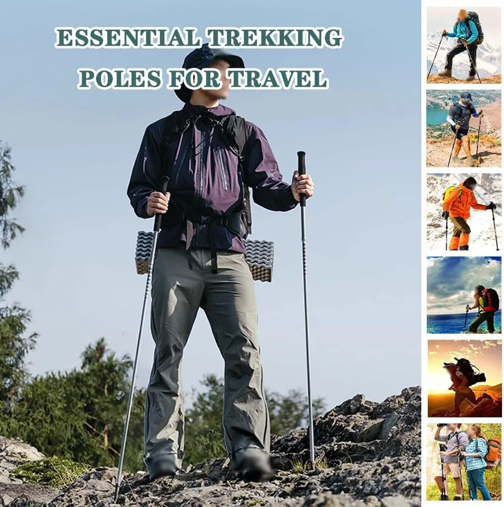 2pc Folding Ultralight Hiking Poles, Walking Sticks for Balance and Rehab, Travel Trekking Poles, 7075 Aluminum Alloy