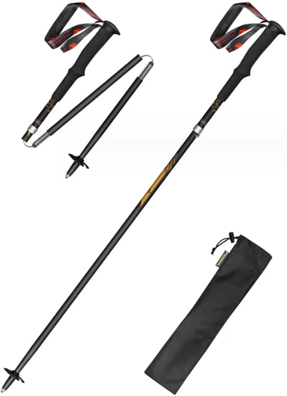 2pcs Carbon Fiber Telescopic Hiking Pole, Portable Walking Stick Snap Buckle Fixed, Lightweight with Non Slip Design, for Travel