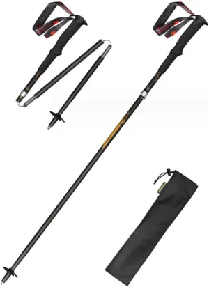 2pcs Carbon Fiber Telescopic Hiking Pole, Portable Walking Stick Snap Buckle Fixed, Lightweight with Non Slip Design, for Travel