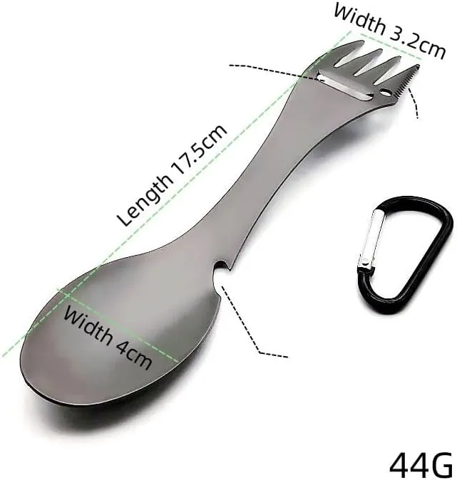 2PCS Stainless Steel Multi-function Fork And Spoon Outdoor Portable Titanium Alloy Tableware(S/S)