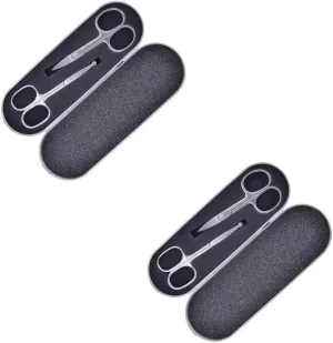 2sets 2pcs Stainless Steel Eyebrow Scissors Precision Eyebrow Trimmer Nose Hair Scissors Design for Easy Grooming for Makeup and Personal Care 2pcs*2