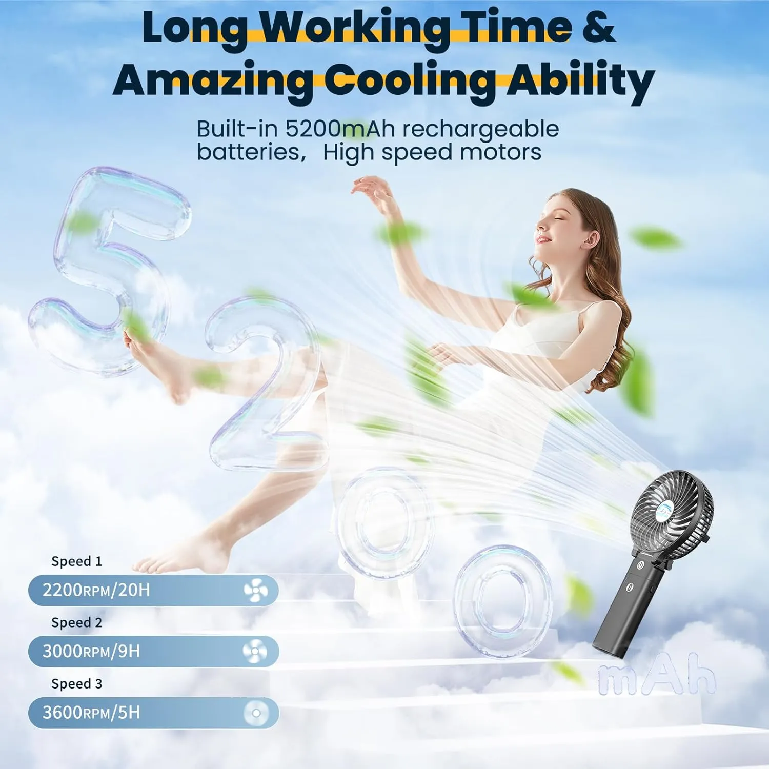 3-in-1 Insulated Sport & Gym Water Bottle with Portable Hand Fan M440 by HandFan