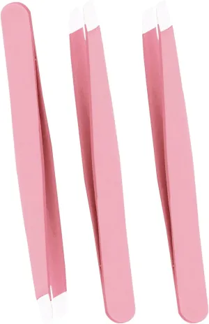 3 PCS Stainless Steel Slant Tweezers for Eyebrows - Precision Tool for Men and Women