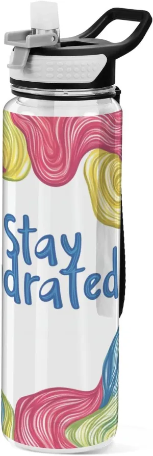 30 oz cartoon colorful water ripples Stay hydrated Water Bottle Spout Lid Tritan BPA Free Leakproof non toxic Lightweight Reusable Water Bottle for Running Gym washable