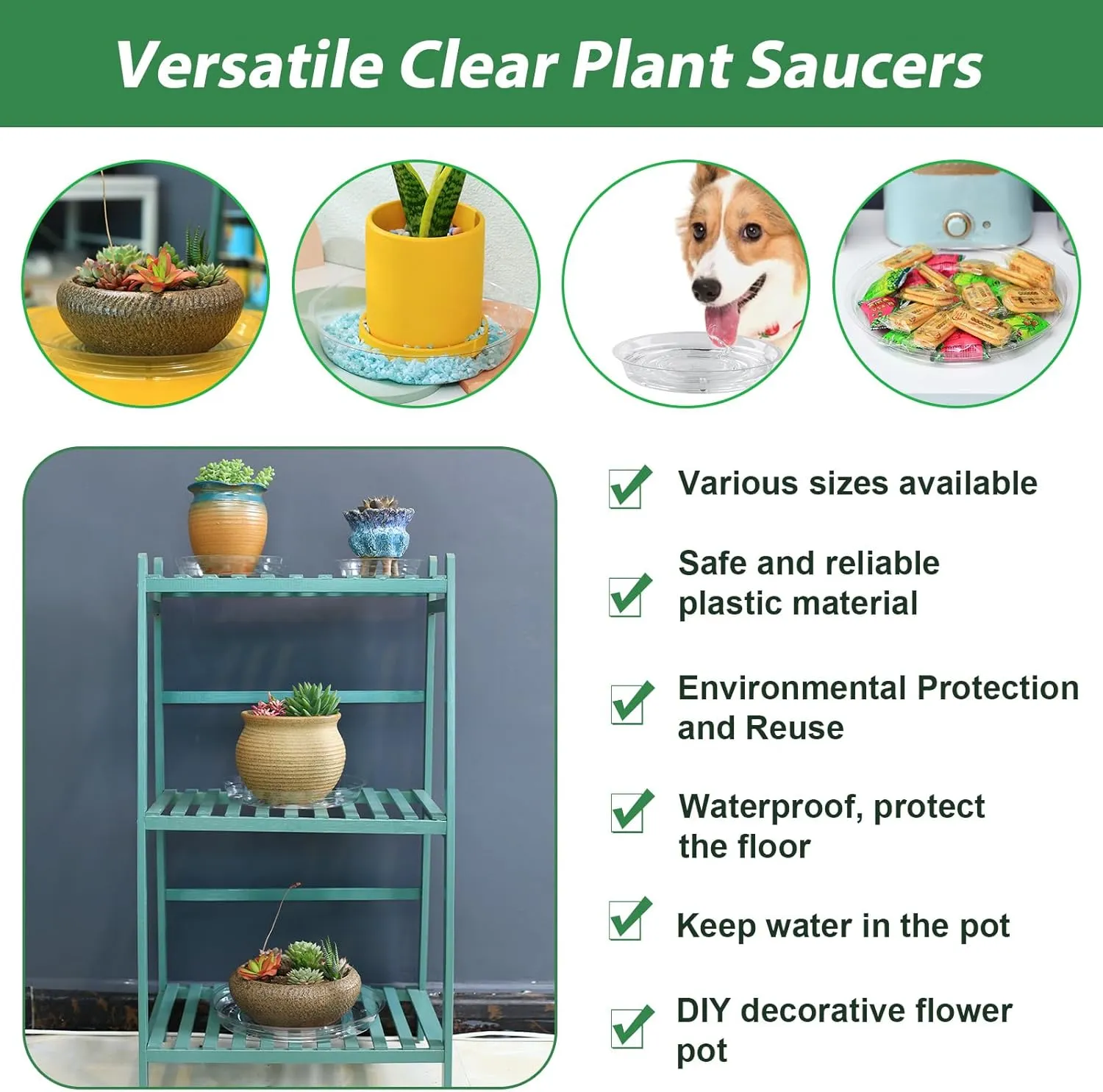 30 Pack Clear Plant Saucers for Indoors (4 6 Inch) Flower Pot Saucers for Potted Plants Plate Set Plant Trays for Indoors No Holes Plants Saucer Trays for Pots Drip Tray Plastic Tray for Succulent