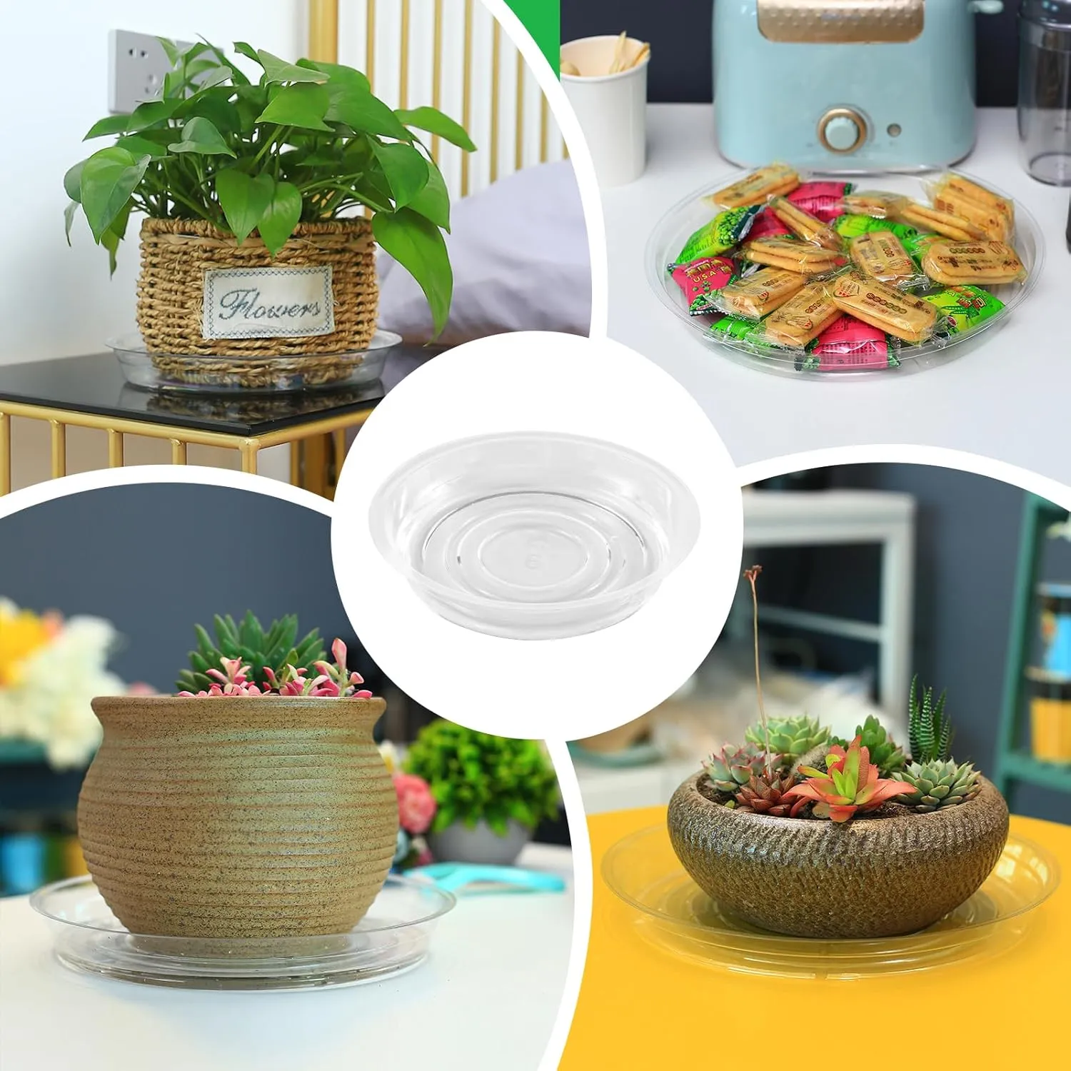 30 Pack Clear Plant Saucers for Indoors (4 6 Inch) Flower Pot Saucers for Potted Plants Plate Set Plant Trays for Indoors No Holes Plants Saucer Trays for Pots Drip Tray Plastic Tray for Succulent