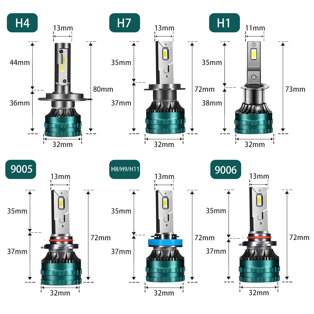300W 30000LM H4 H7 H8 H9 H11 LED Headlight Bulbs 6000K CSP Chip 12V Canbus Auto Lamp