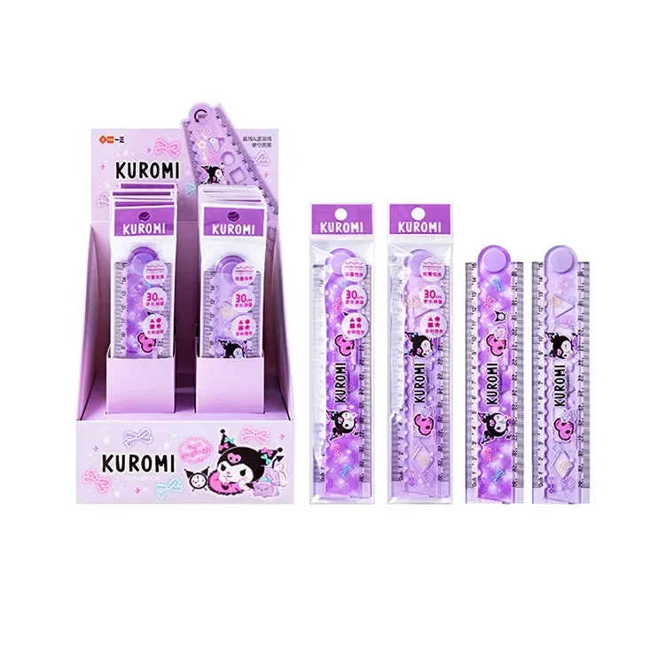 30cm Folding Cartoon Ruler, Transparent & Thickened, Kawaii School Supplies, Student Stationery, Melody Design