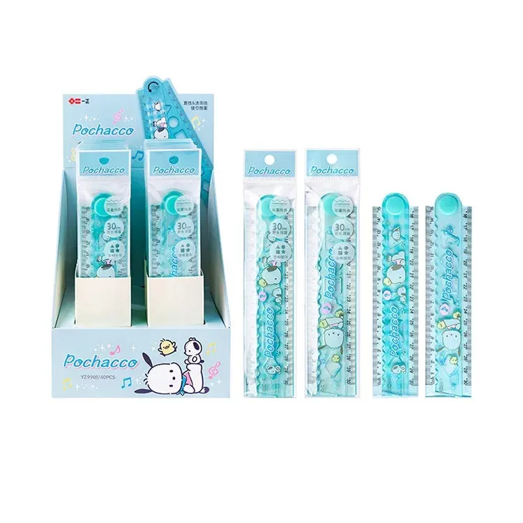 30cm Folding Cartoon Ruler, Transparent & Thickened, Kawaii School Supplies, Student Stationery, Melody Design