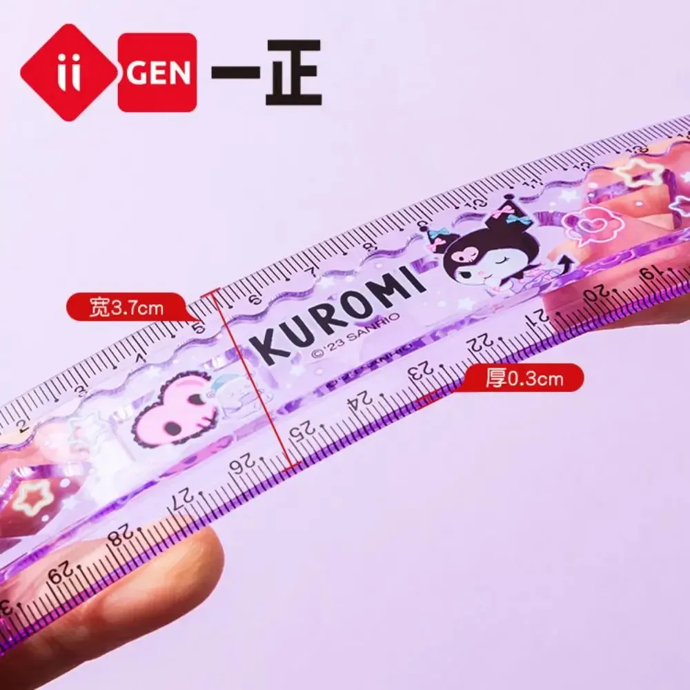 30cm Folding Cartoon Ruler, Transparent & Thickened, Kawaii School Supplies, Student Stationery, Melody Design