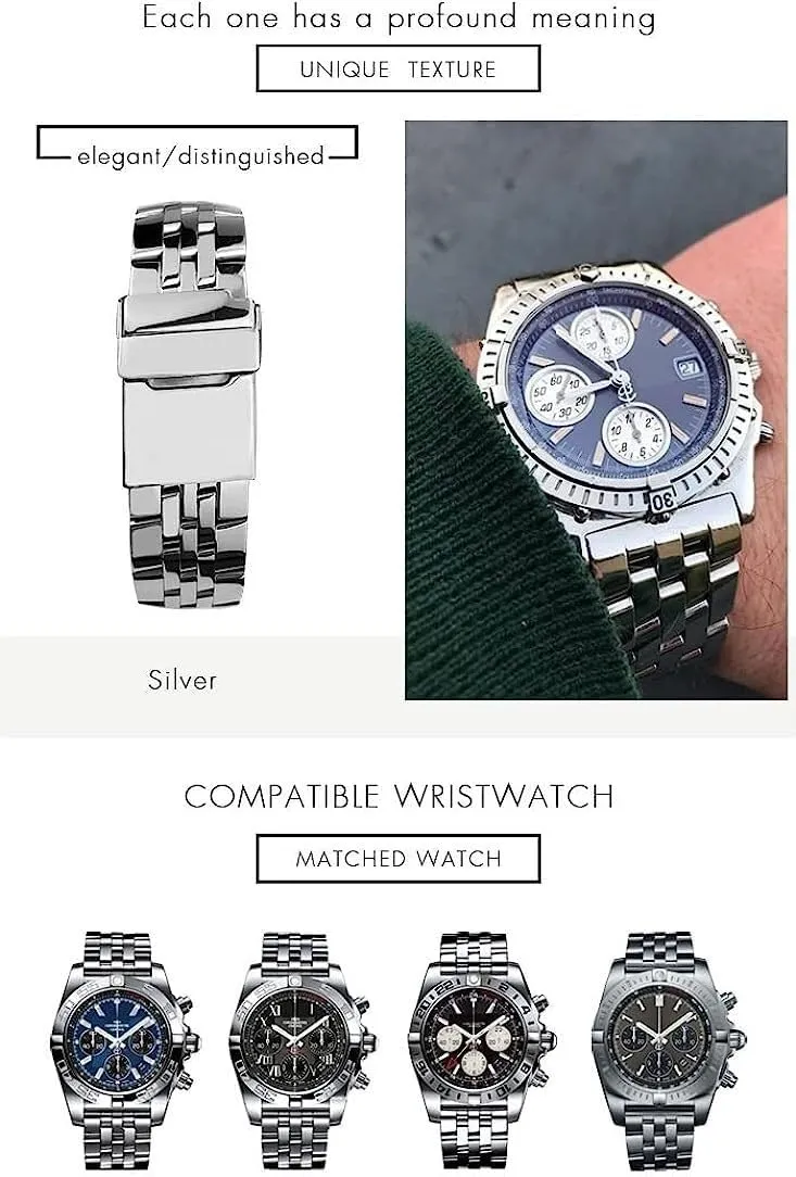316L Stainless Steel Watch Strap For Breitling Premier Avenger Super Ocean Metal Wrist Bracelets Bands 20mm 22mm 24mm
