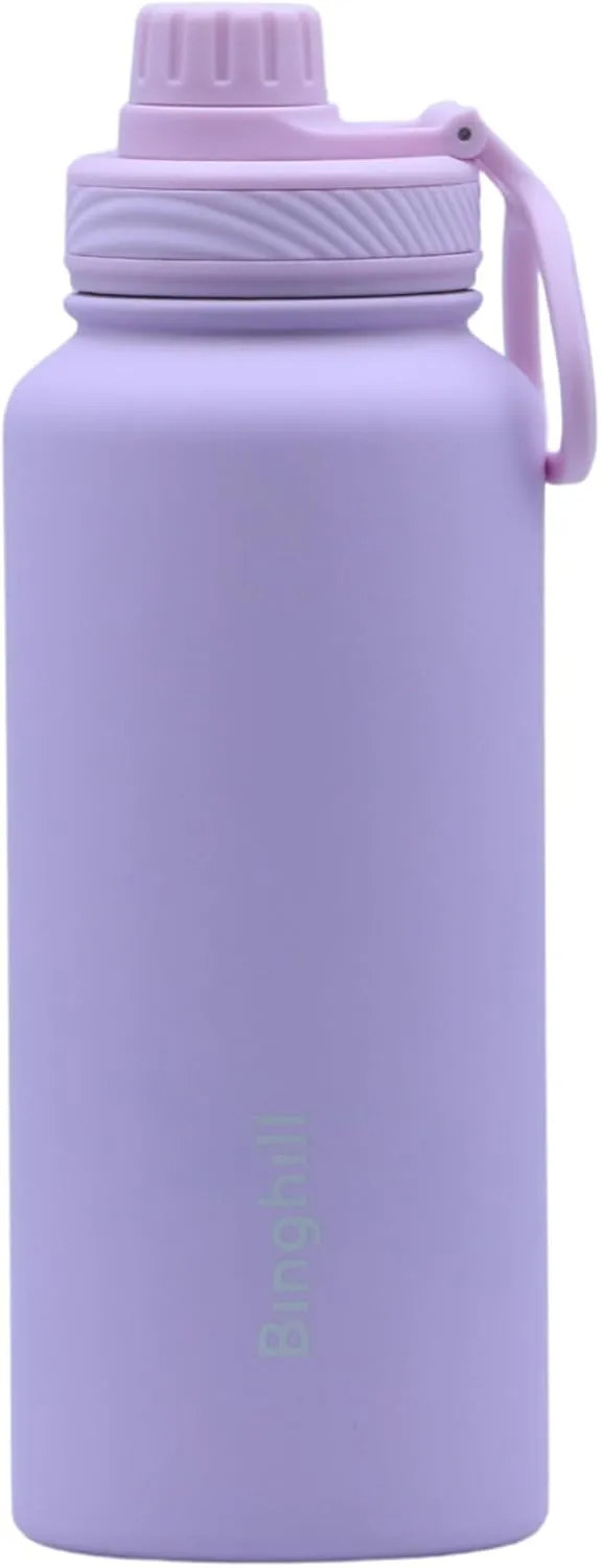32 oz vacuum insulated stainless steel water bottle with spout lid for cold water drinks, sports, travel, outdoor and school (Lavender)