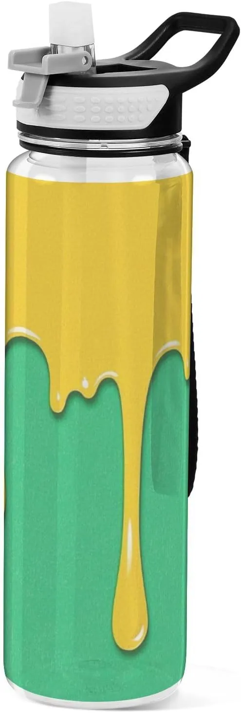 32oz Fashion Street Graffiti Painting Orange Green Water Bottles Wide Mouth Tritan Clear BPA Free non toxic Jugs for Drinking for Gym Collapsible