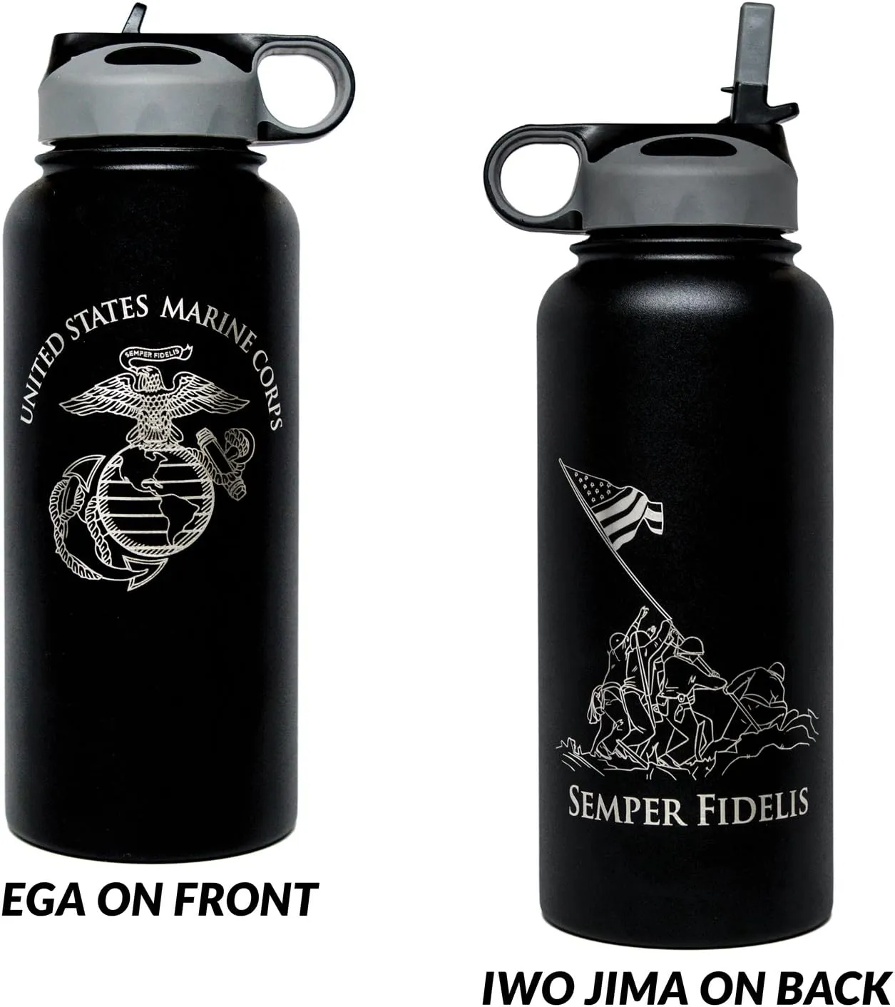 32oz USMC Stainless Steel Marine Corps Water Bottle - Double Wall Vacuum Insulated