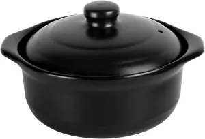 3.4 Quart Ceramic Cooking Pot Heat-resistant Clay Cooking Pot Chinese Cookware Casserole Stovetop Stone Pot with Lid for Cooking Rice Meat Soup